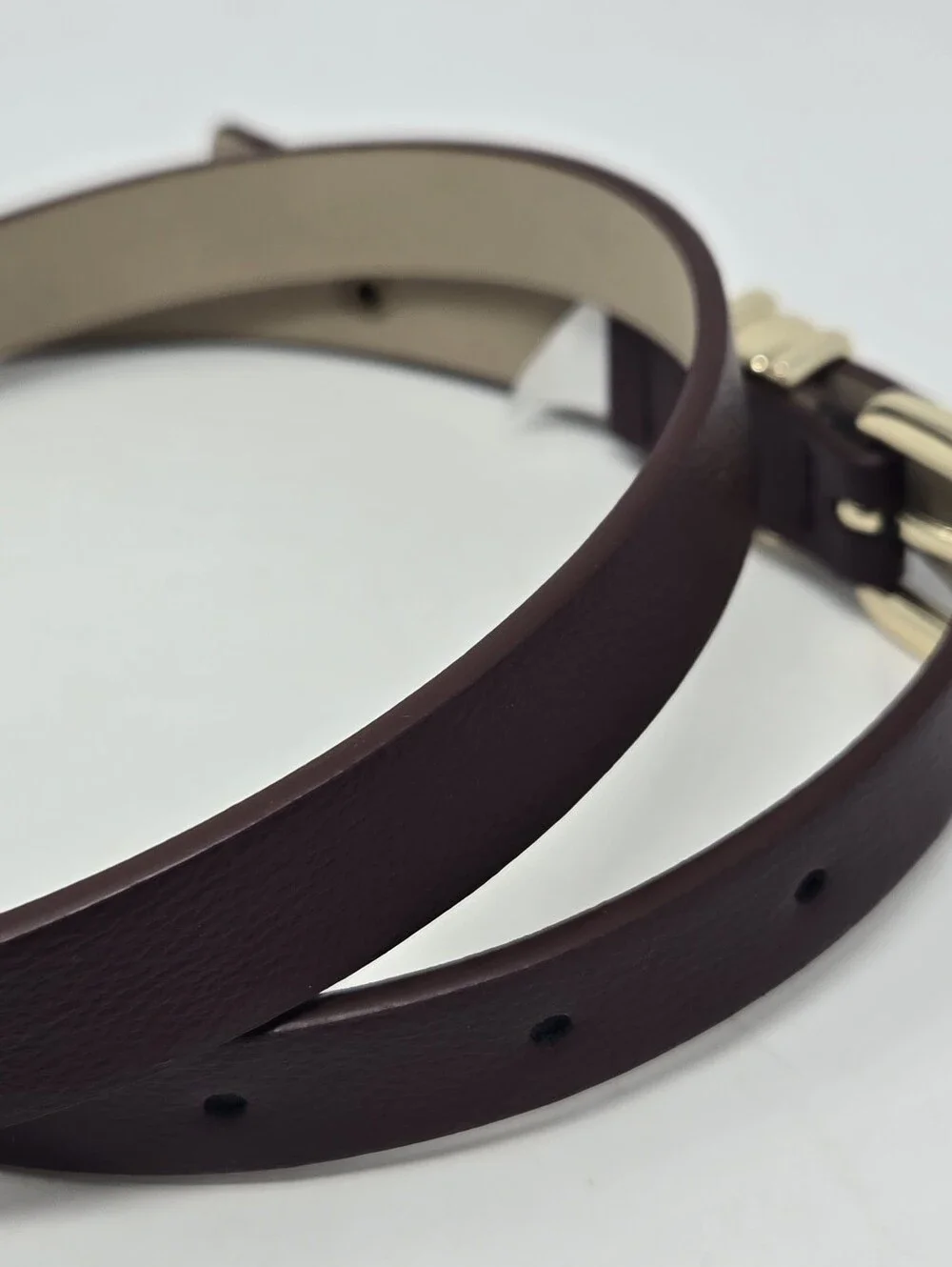 STEVE MADDEN MAROON OXBLOOD SKINNY BELT GOLD HARDWARE WOMEN OS DARK ACADEMIA